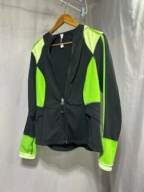 Lululemon Studio Surf Full Zip Hooded Jacket Black/Neon Green Size 12